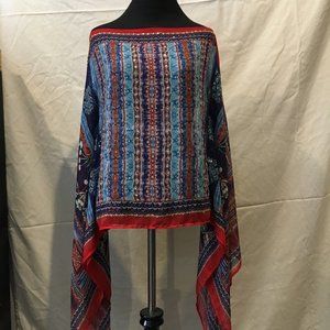 Colorful flowy bell arm blouse